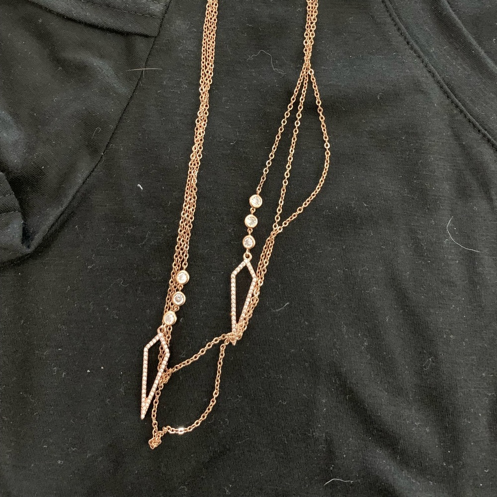 Lariat wrap necklace. Rose gold.